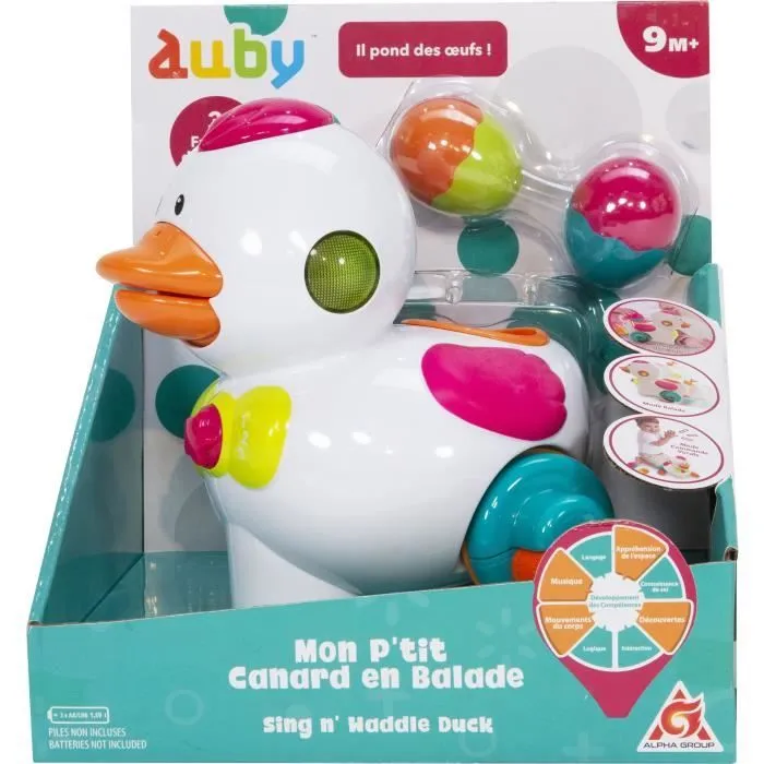 AUBY MON P'TIT CANARD EN BALADE Jouet Bébé avec Effets Sonores et Lumineux 9 mois et +-0