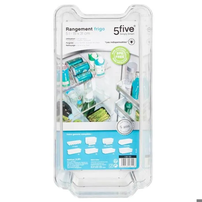 Bac Rangement Frigo 5 Litres 31x15 Cm - Transparent - Plastique - Résine - Adulte - Femme-2