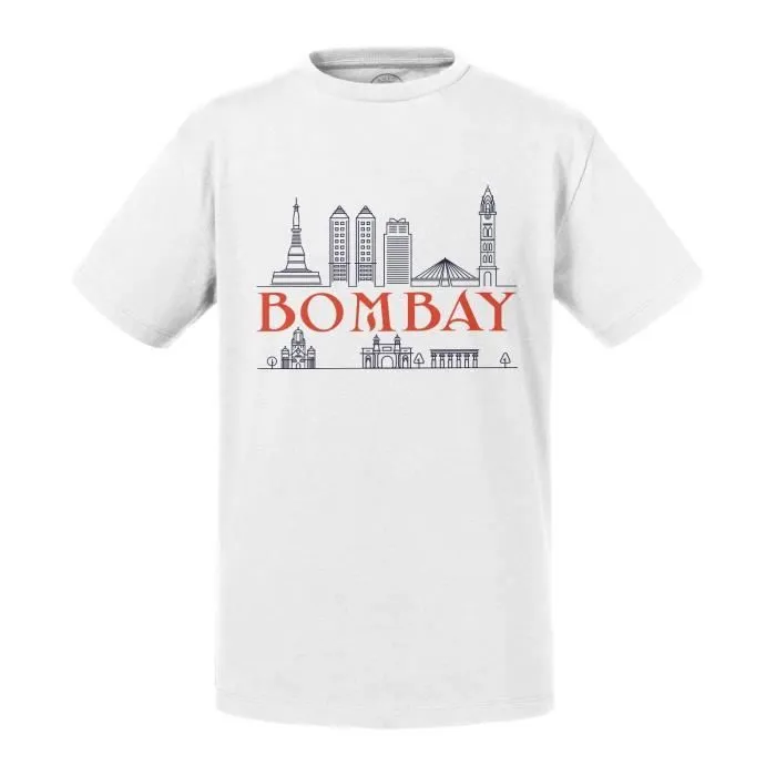 T-shirt Enfant Blanc Bombay Minimalist Mumbai Voyage Inde Gandhi-0