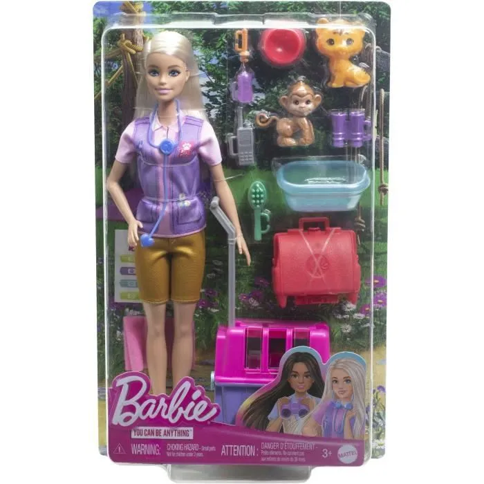 Barbie-Sauvetage d’Animaux-Coffret poupée blonde et accessoires HRG50-5