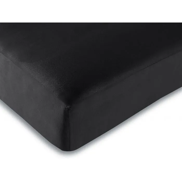 Drap housse 57 fils/cm² toutes dimensions - Noir - 90 x 190 cm-0