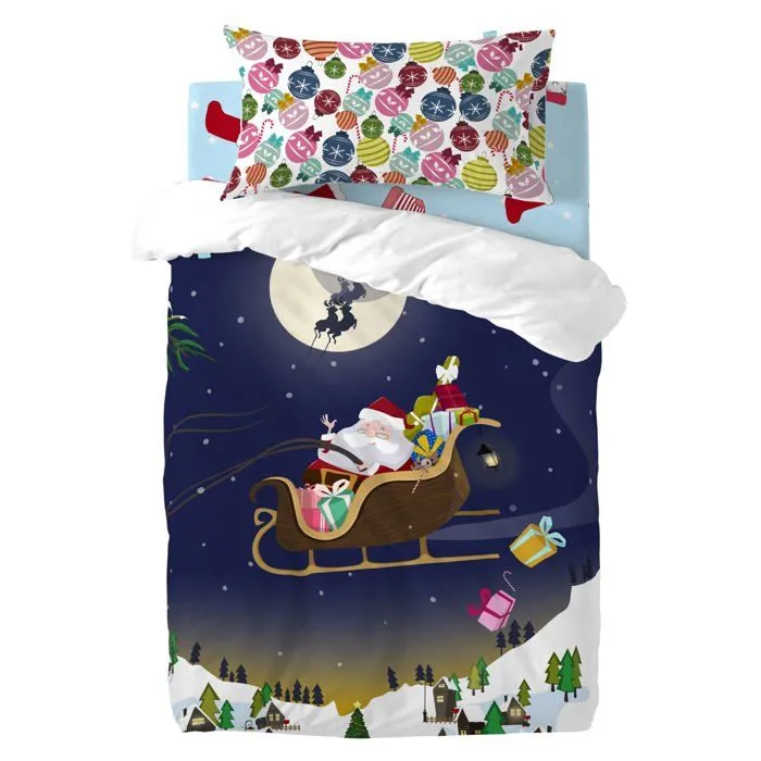 Parure housse de couette 2 pièces Merry christmas 100x120 cm (Berceau)-4