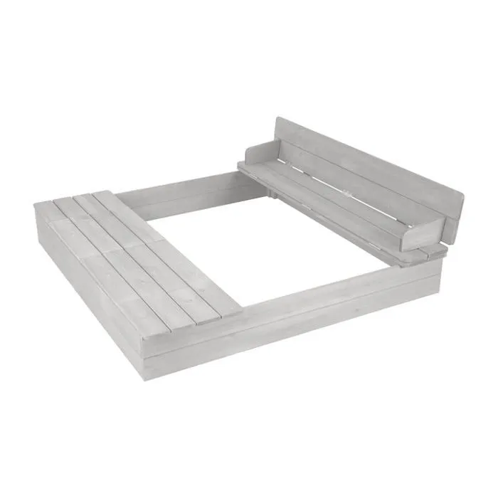 Bac à Sable ROBA - Banc à Dossier et Couvercle en Bois Massif - 2 Bacs en Plastique - Gris-5