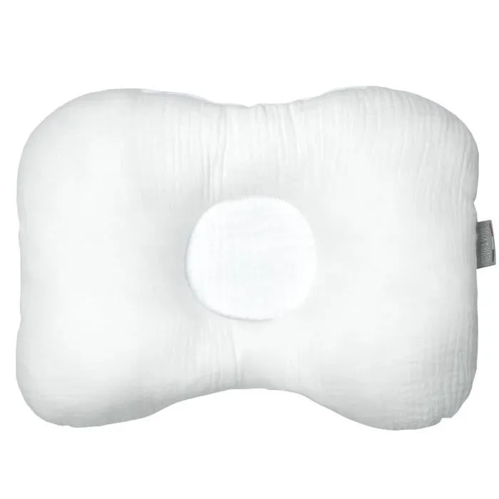 Coussin cale-tête ergonomique en gaze de coton Blanc 30 cm x 25 cm-0