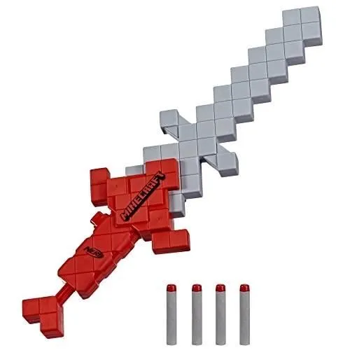 NERF MINECRAFT, ÉPÉE HEARTSTEALER, 4 FLÉCHETTES EN MOUSSE NERF ELITE,-0