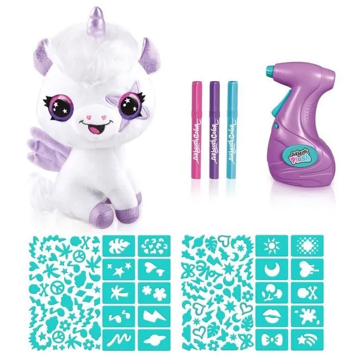 Canal Toys Licorne à Personnaliser Airbrush Plush - Peluche Spray Art avec Feutres et Pochoirs - dès 6 ans - OFG 274-2