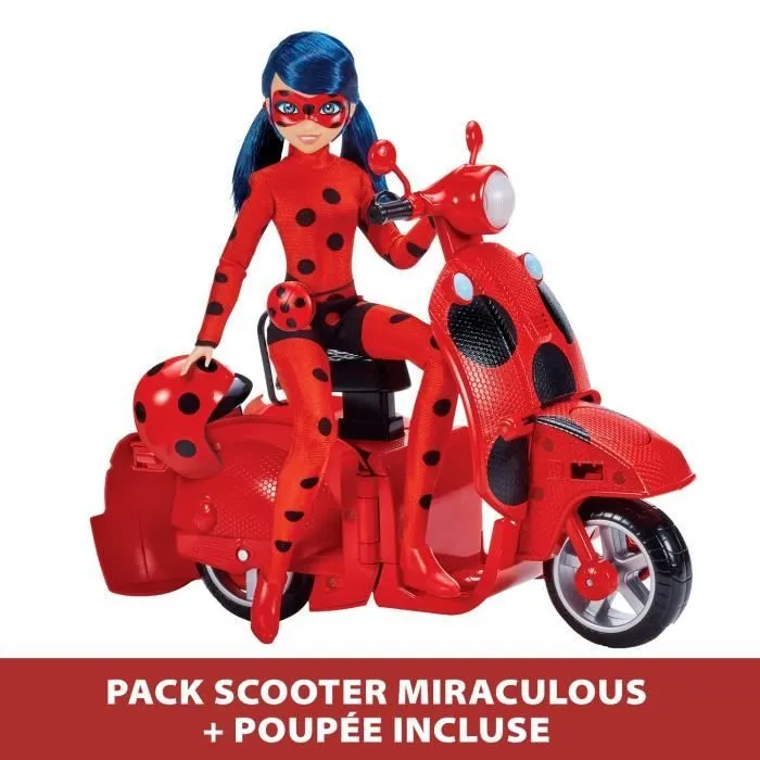 Scooter Miraculous Switch'n go + poupée articulée Ladybug Lucky Charm BANDAI 26 cm - P50668-1
