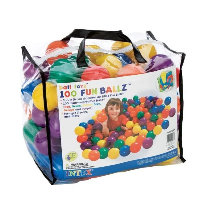 Lot de 100 balles multicolores INTEX - Diamètre 8 cm - Pour enfants dès 3 ans-0