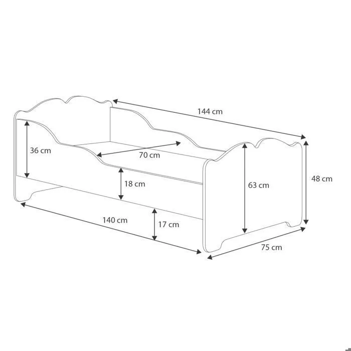 Lit enfant complet ANNA 70 x 140 cm + sommier + matelas + tiroir-2