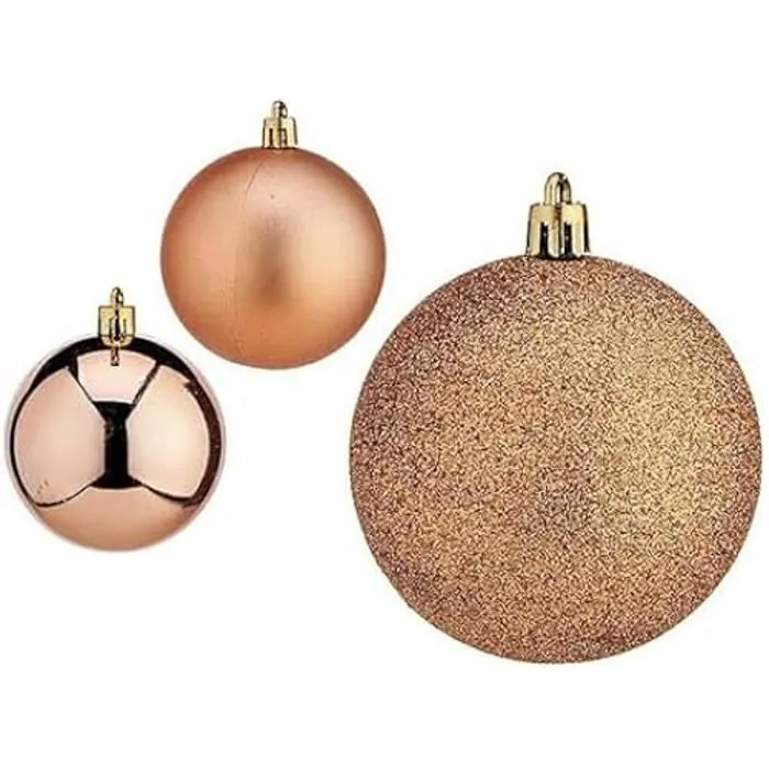 Boules de Noël - Décoration de fête - Lot de 12 - Cuivre et Plastique - Ø 7 cm - Mixte-0