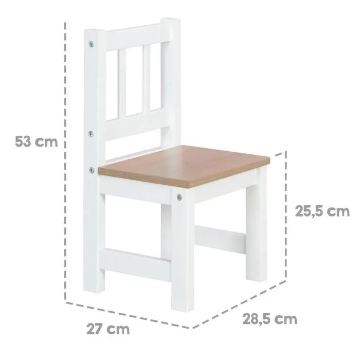 ROBA Ensemble Table + 2 Chaises Enfants Woody - Table de Jeu et d'Apprentissage - Résistants aux Rayures - Blanc / Décor Bois-2