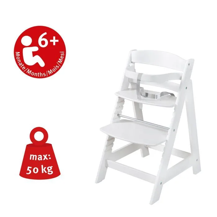 ROBA Chaise Haute Évolutive "Born Up" 2 en 1 Blanche + Transat Vert givré "roba Style"-4