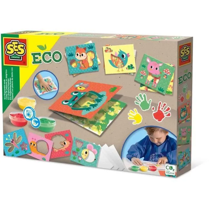 Cartes de peinture au doigt Eco - SES CREATIVE - Exprime-toi avec la peinture au doigt et des feuilles de papier.-0