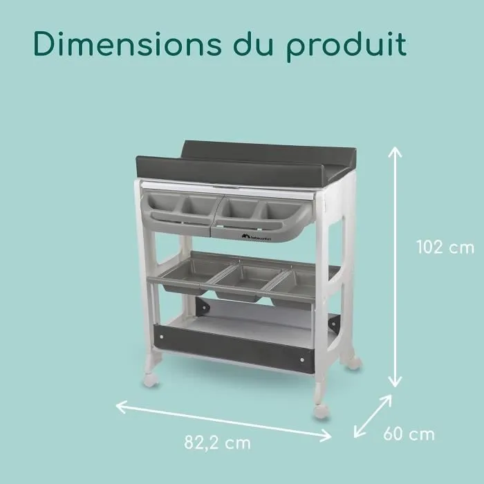 BEBECONFORT Dolphy Table à langer et baignoire 2en 1, De la naissance à 12 mois (11kg), Gray Mist-8