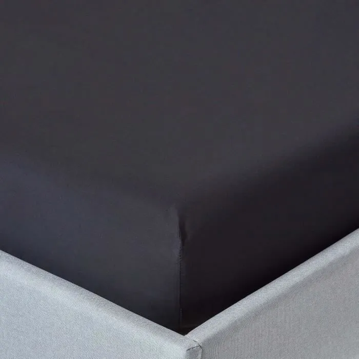 Drap-housse - Coton Égyptien - 150 x 200 cm - Noir - Ultra absorbant - Hypoallergénique-0