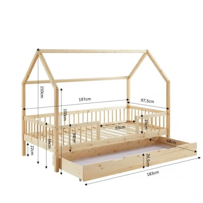 Ensemble Lit Tiroir Fantilou avec matelas enfant 90x190 Laiba Kids-2