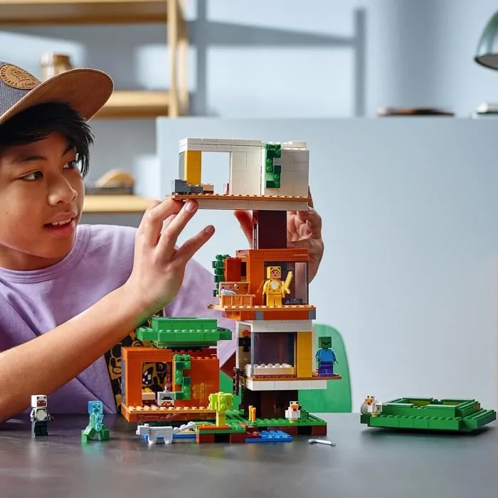 LEGO® 21174 Minecraft™ La cabane moderne dans l’arbre – Jouet Maison de Poupée pour Filles et Garçons, Modèle de Collection avec Fig-3