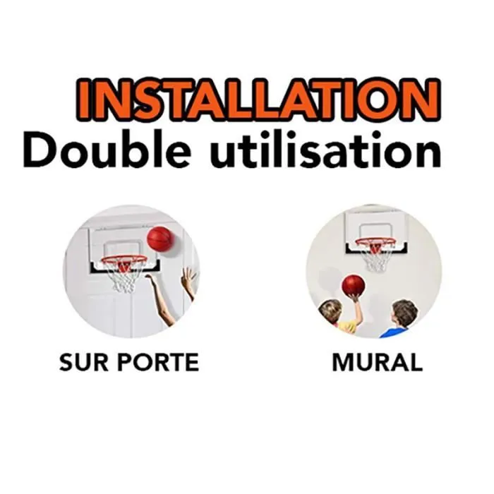 Mini panier de basket intérieur - Rouge - Pour enfant - Accroches de porte incluses-0