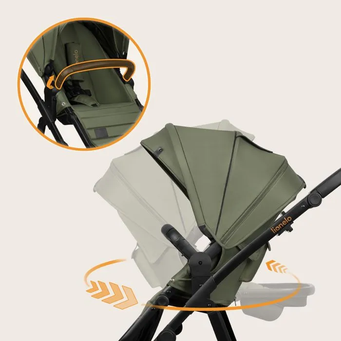 Poussette combinée 3en1 LIONELO Amber Plus - Pack poussette, Nacelle, Siege auto, sac et accessoires - Vert-4