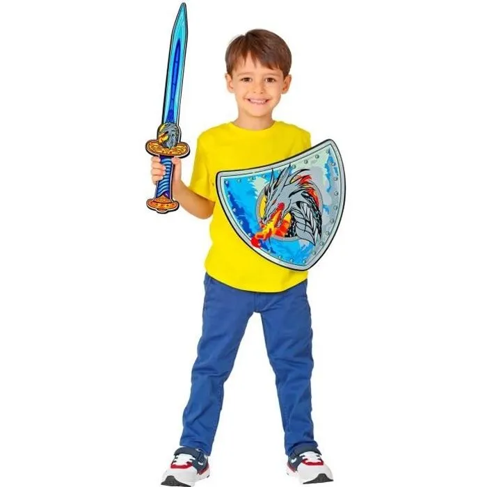 Épée et Bouclier Viking en mousse pour Enfant - WIDMANN - Coloris Unique - Bleu