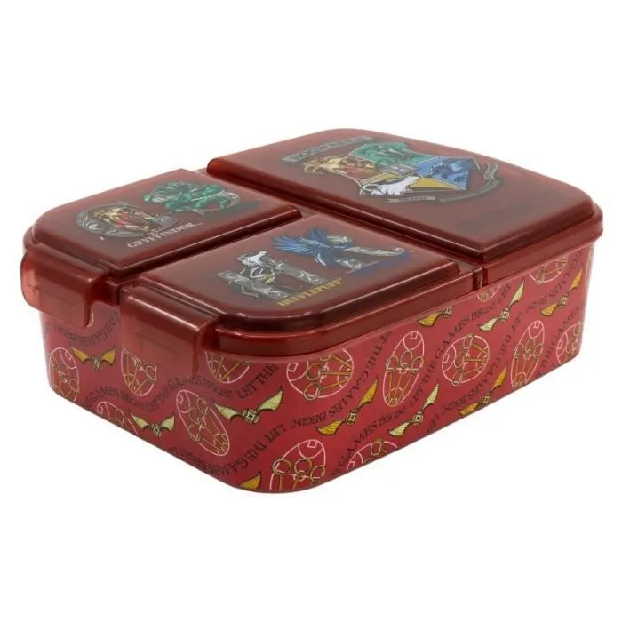 Boite à gouter - Harry Potter - 3 compartiments - Marron - 18x13x5 cm - Compatible lave-vaisselle-0