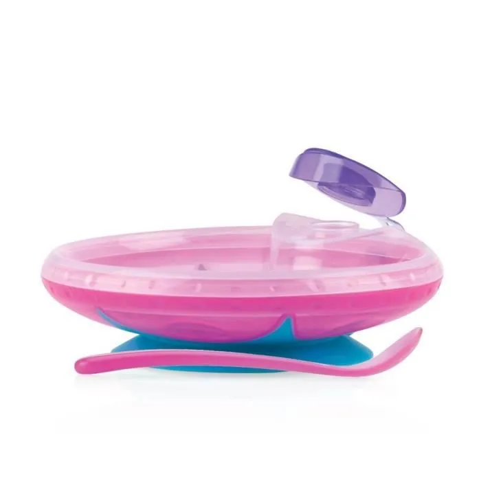 NUBY Assiette chauffante avec ventouse - Rose - 3 mois +-0