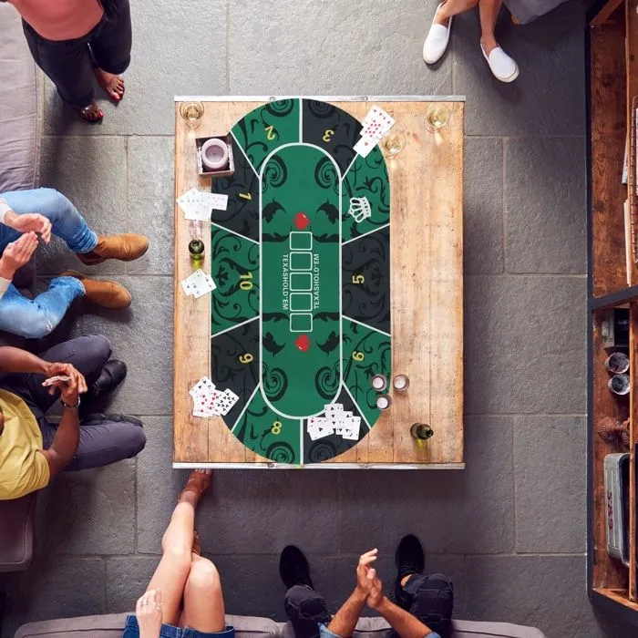 Tapis de poker - SPORTNOW - 180 x 90 cm - jusqu'à 10 joueurs - sac de transport - antidérapant - résistant à l'eau - vert et noir-1