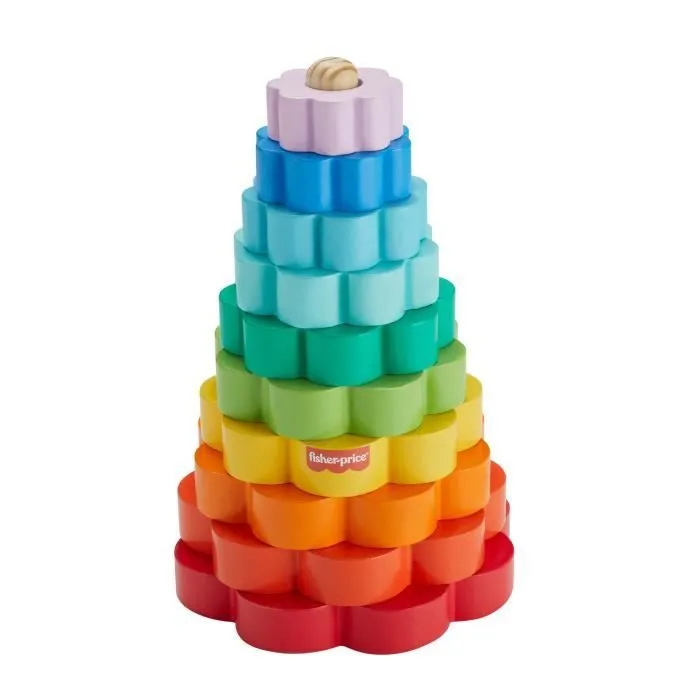 Fisher-Price-Empileur d’Anneaux avec 10 pièces en bois HXT77-1