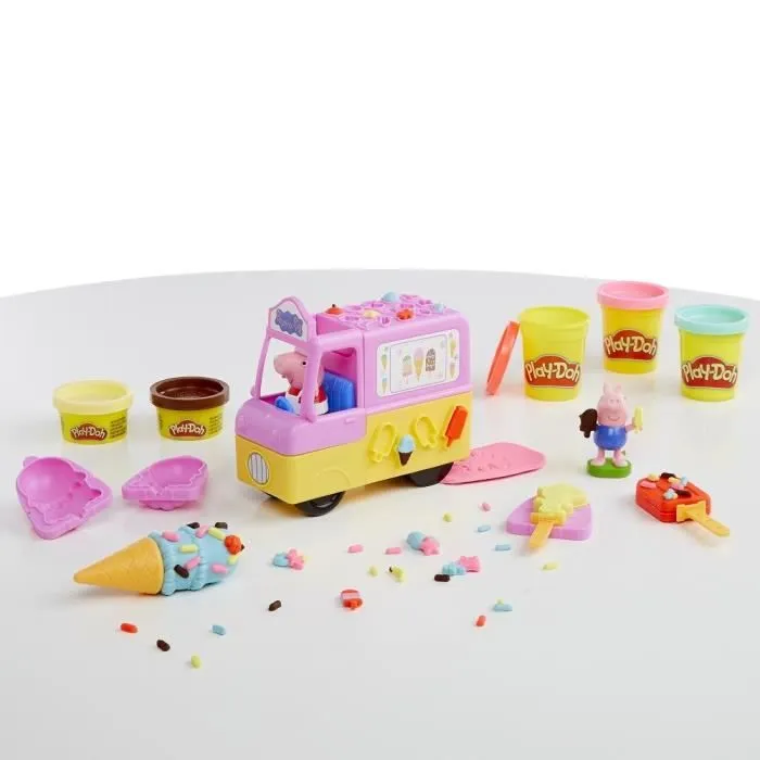 Play-Doh Peppa et le camion de glaces - Figurines Peppa et George et 5 pots de pâte à modeler - Les héros-3