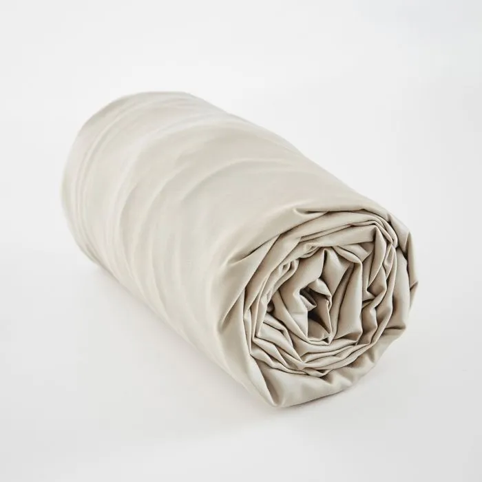Pack Housse de couette 240 x 220 cm bambou de satin 120 fils Salomé + Drap housse 140 x 190 cm  Naturel-2