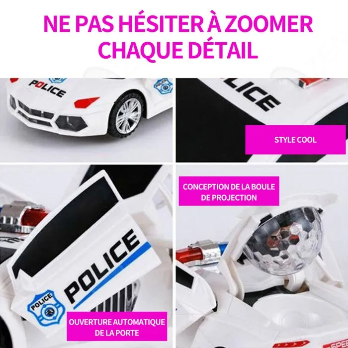 C Voiture de police 26x11x7cm voiture jouet enfant avec lumières à ouverture automatique son lumineux jouet de voiture de police-3