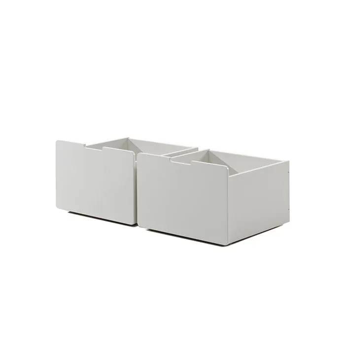 Lit mi-hauteur Pino avec toboggan + 2 tiroirs 90x200 cm - Vipack - Bois de pin massif - Gris-2