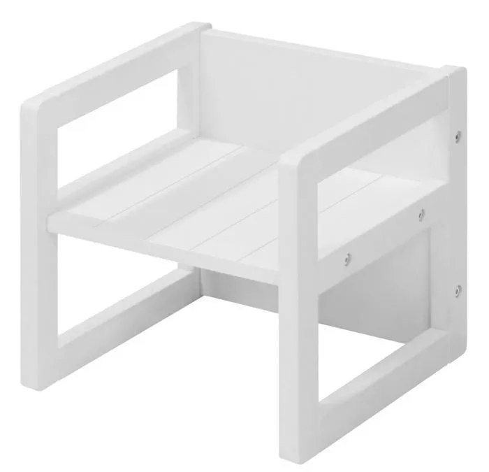 ROBA Tabouret d'Enfant - Style Maison de Campagne - Chaise Réversible à 3 Hauteurs d'Assise - Bois Blanc-0