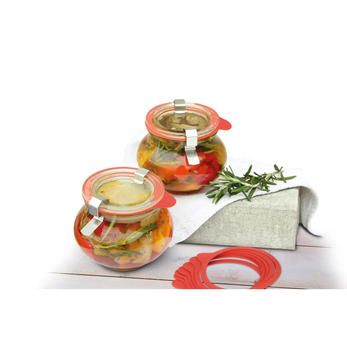 Joints caoutchouc pour bocaux en verre Dr Oetker Confiture - Rouge - Lot de 8-2