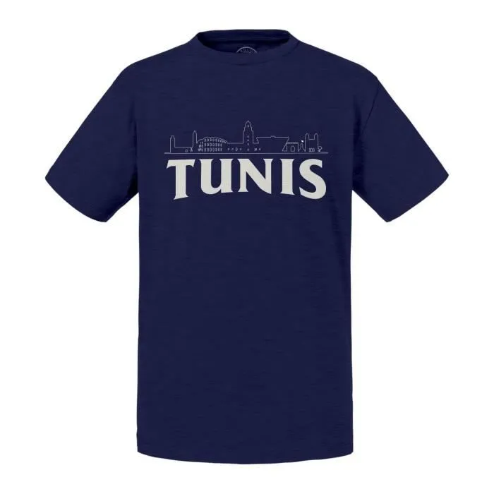 T-shirt Enfant Bleu Tunis Minimalist Tunisie Voyage Vintage-0