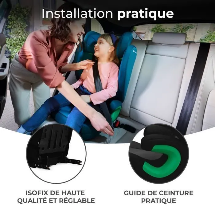 Siège auto I-size 100-150 cm - KINDERKRAFT JUNIOR FIX - Têtière ajustable - Isofix fixation - Housse amovible - Noir-2