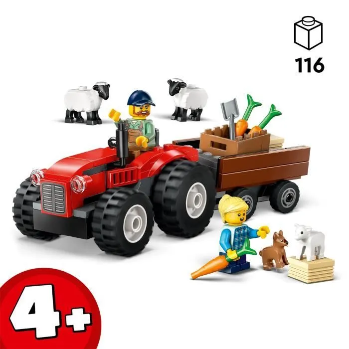 LEGO City 60461 Tracteur agricole rouge avec remorque et moutons - Jeu pour enfants 4 ans-1