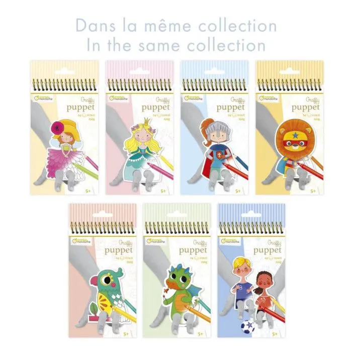 Carnet de coloriage - Avenue Mandarine - Prince et Princesse - 24 marionnettes à doigts - Papier 250g - 16x10 cm-5