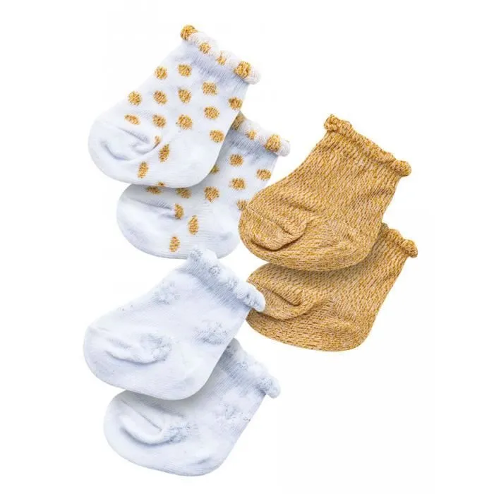 Chaussettes pour poupée Heless - Blanc/Or - Lot de 3 - Taille 28-35 cm-0