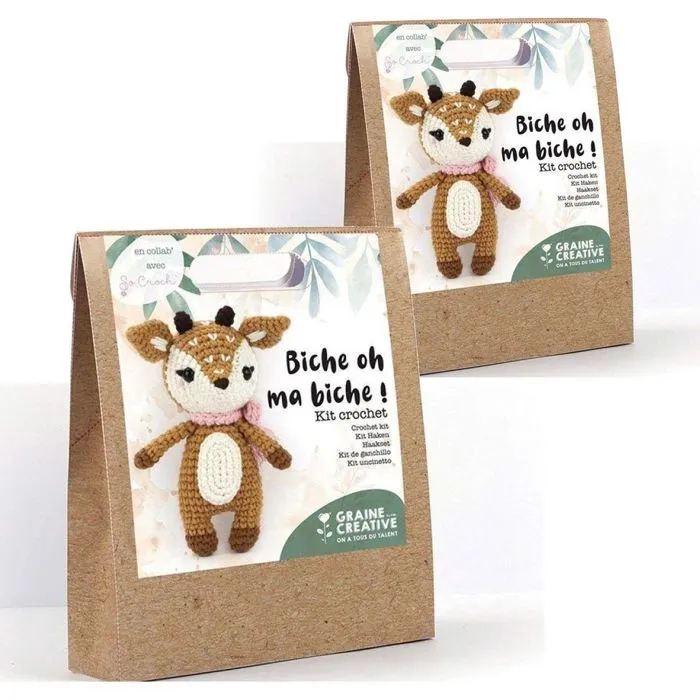 2 kits peluche en crochet Amigurumi - Ma petite biche-0
