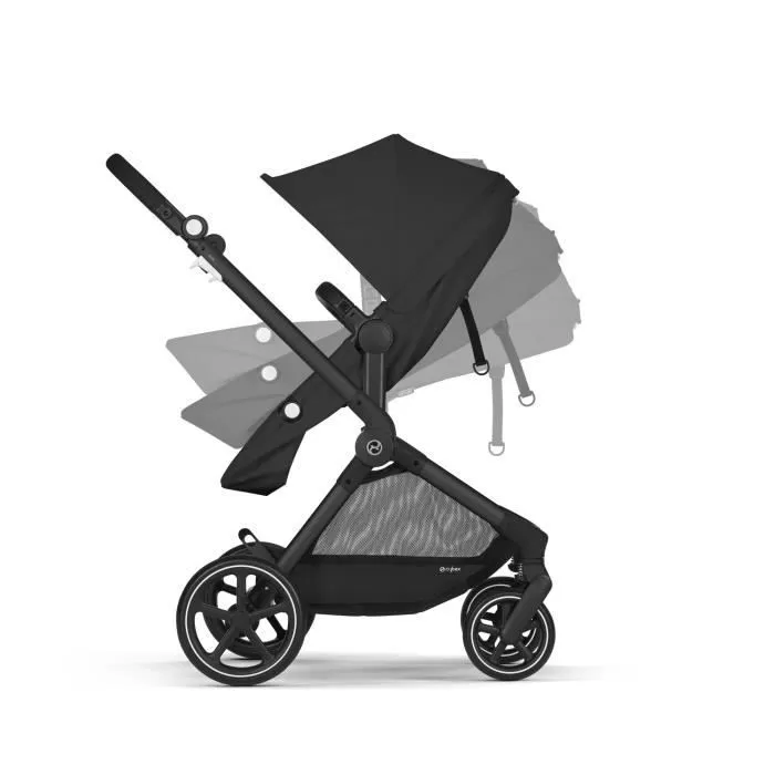 CYBEX Pack Poussette Trio EOS BLACK Moon Black : Poussette convertible 2en1 + Siège auto Aton B2 i-size + Hamac convertible Nacelle-5
