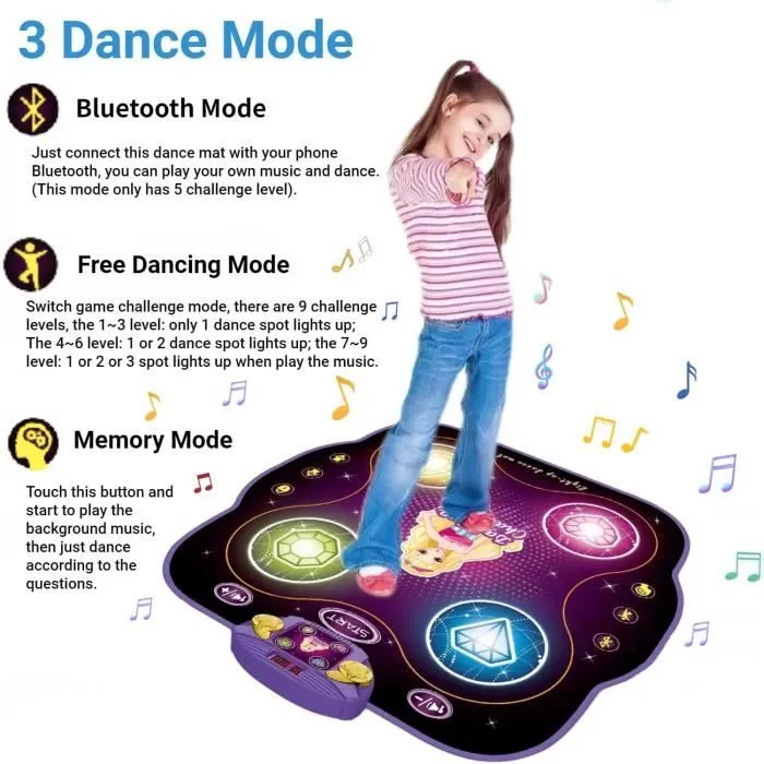 Tapis de danse électronique pour enfants - Marque - Modèle - Bluetooth - LED - Antidérapant-2