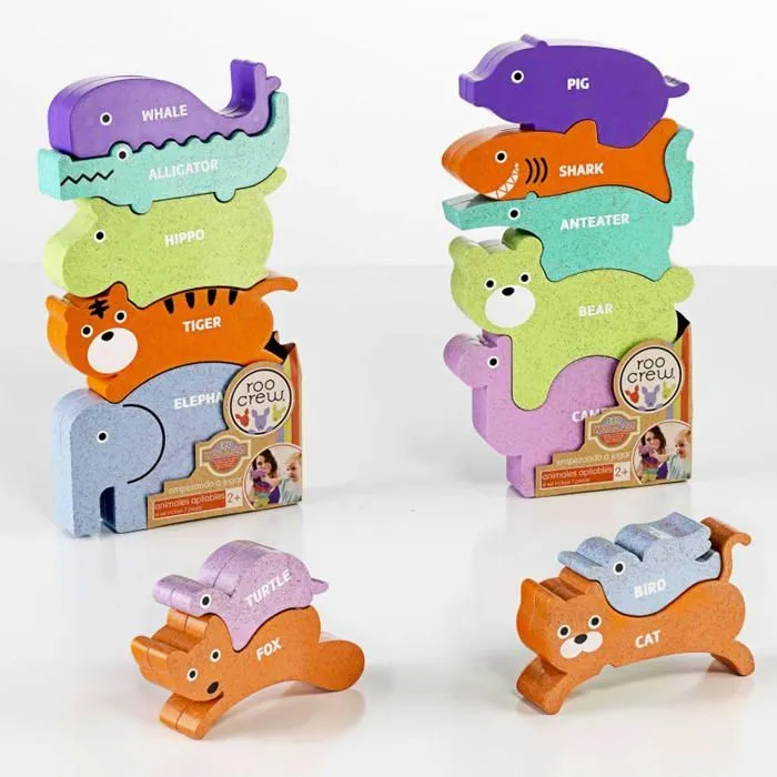Puzzle Cefa toys - 00648 - Eco-Wood Puzzle Animaux empilables Assortis 7 pieces-0