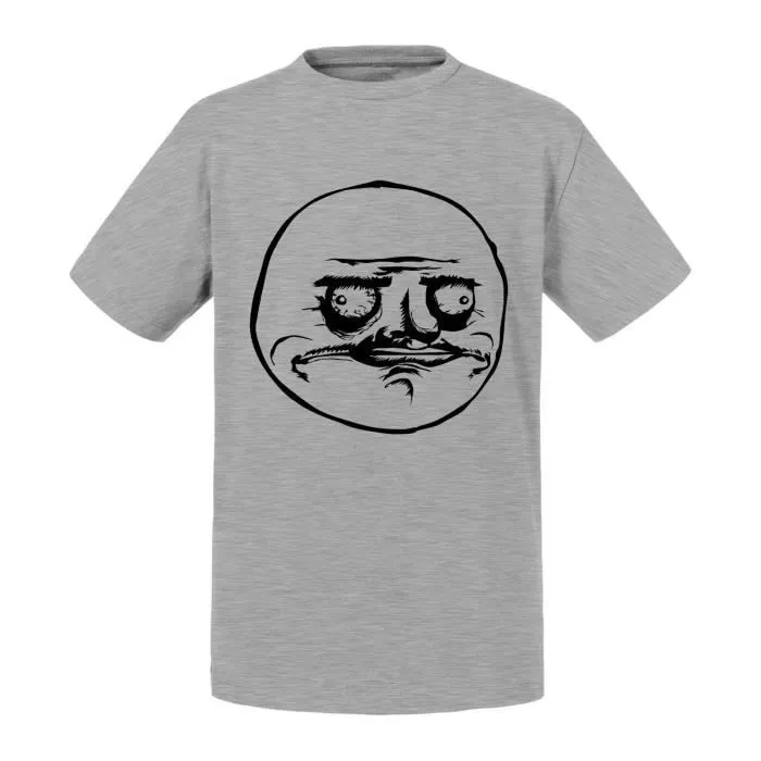 T-shirt Enfant Gris Me Gusta Meme Face Internet Troll Fun Blague-0