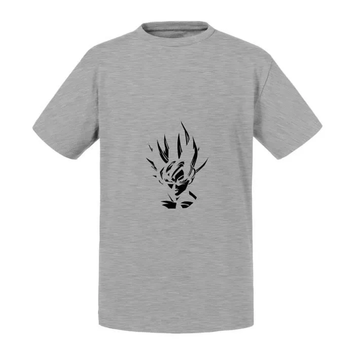 T-shirt Enfant Gris Dragon Ball Son Goku Noir et Blanc Anime Manga Japon-0