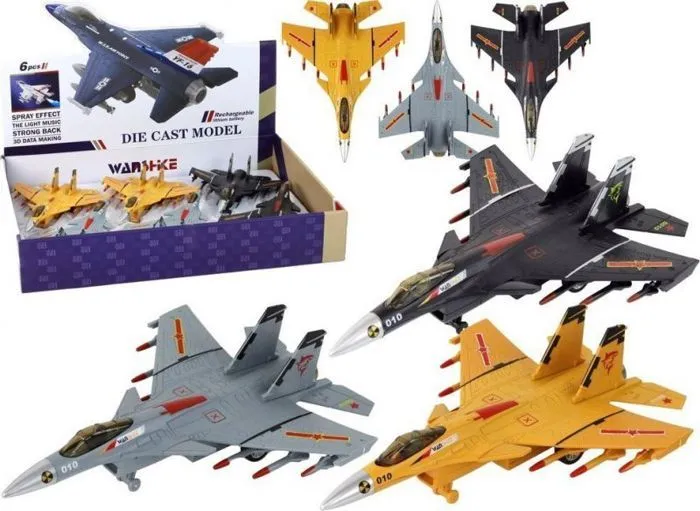 Aviation a construire Leantoys - 16284 - Modèle d'avion à friction gris noir ou jaune-0