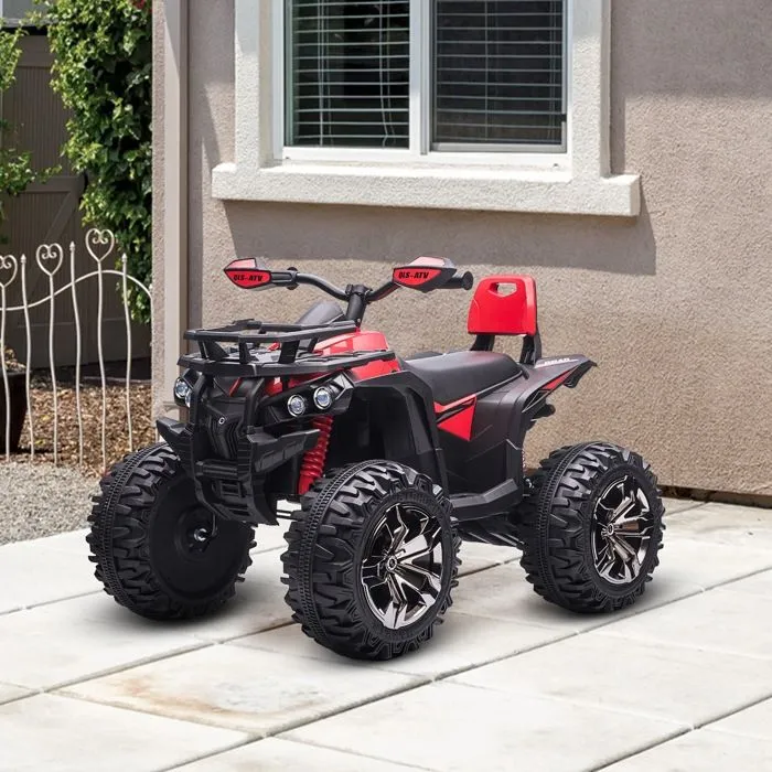 Voiture 4x4 Quad Buggy électrique Enfant HOMCOM 12 V 8 Km/h Max. Effets Lumineux sonores Selle avec Dossier Porte-Bagage Avant-2