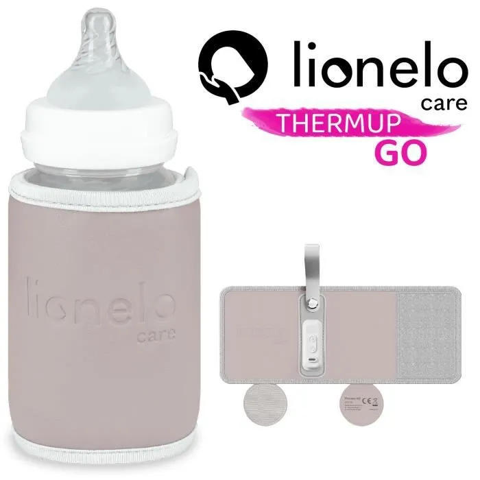 Lionelo Thermup Go Chauffe-biberon portable, charge USB, température constante jusqu'à 24h, pour voiture, Rose-0