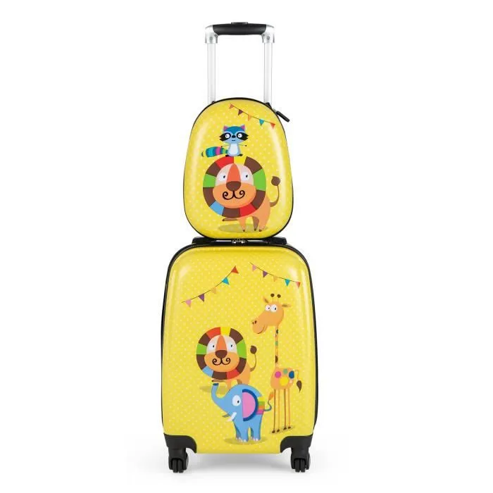 Valise Cabine Enfant - COSTWAY - Lion - Poignée Rétractable - Roues 360° - Étanche-0