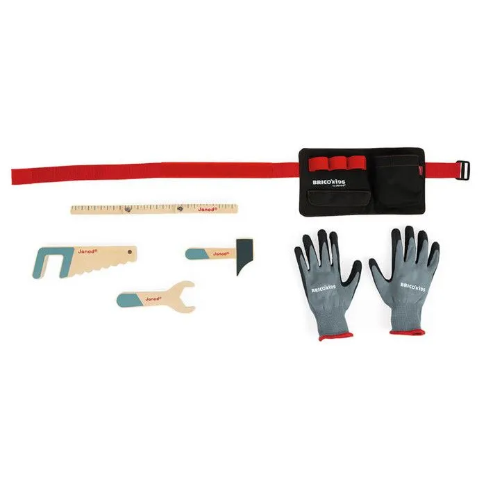 Ceinture Outils avec Gants Brico'Kids - Jouet d'Imitation Bricolage en Bois - Dès 3 ans-4